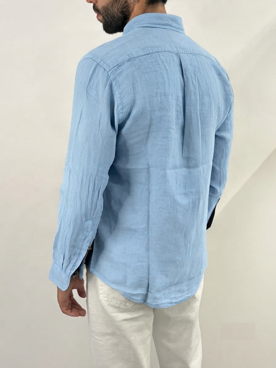 Brown Camicia in Lino celeste