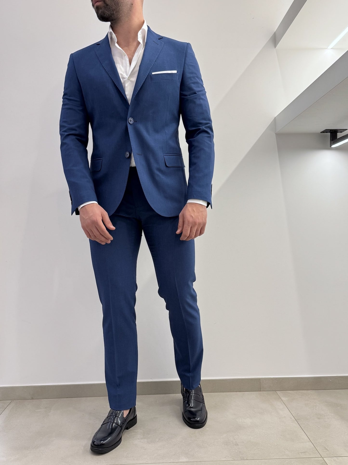 Abito slim uomo blu denim