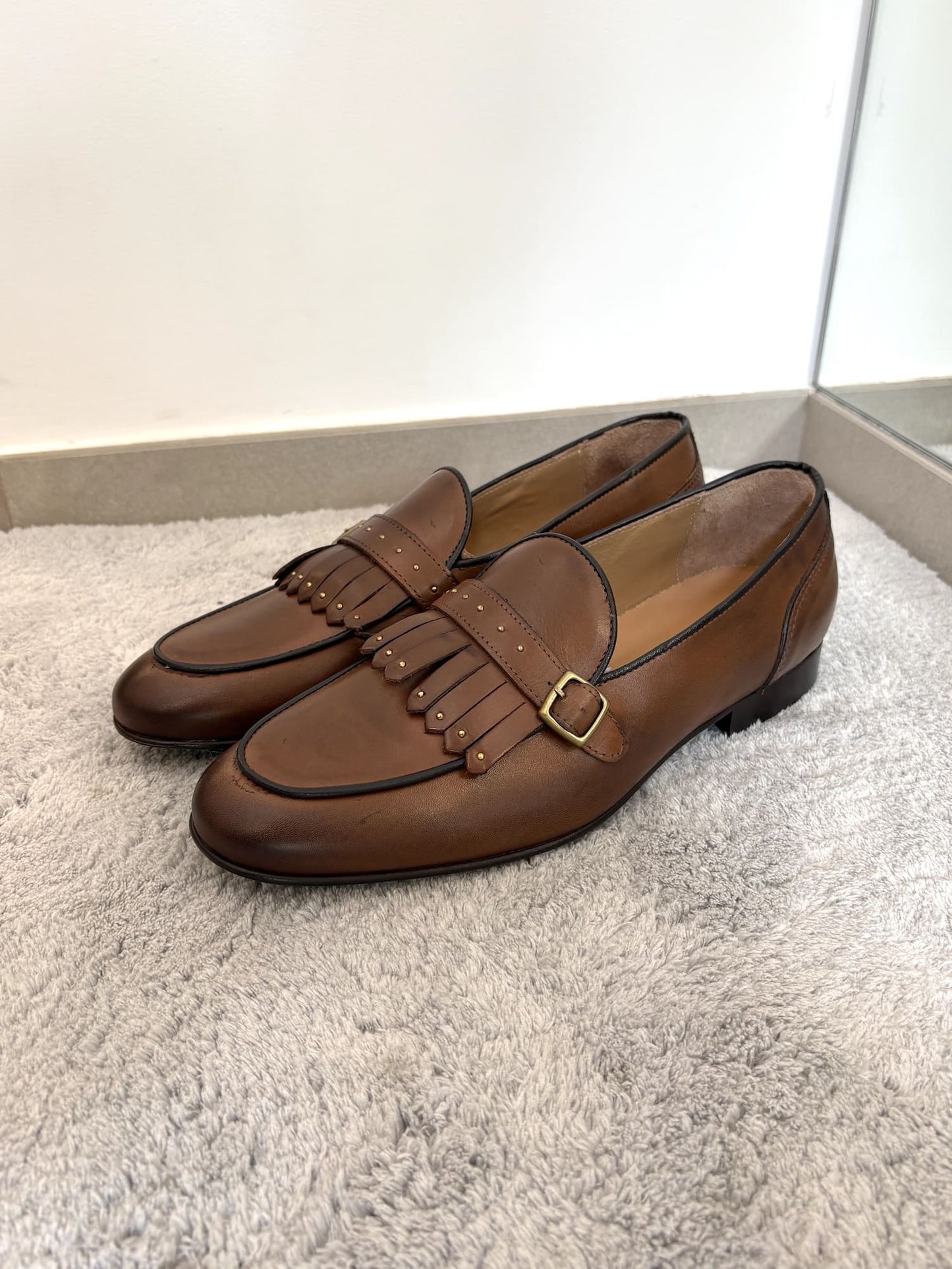 Mocassino uomo in pelle con frangia