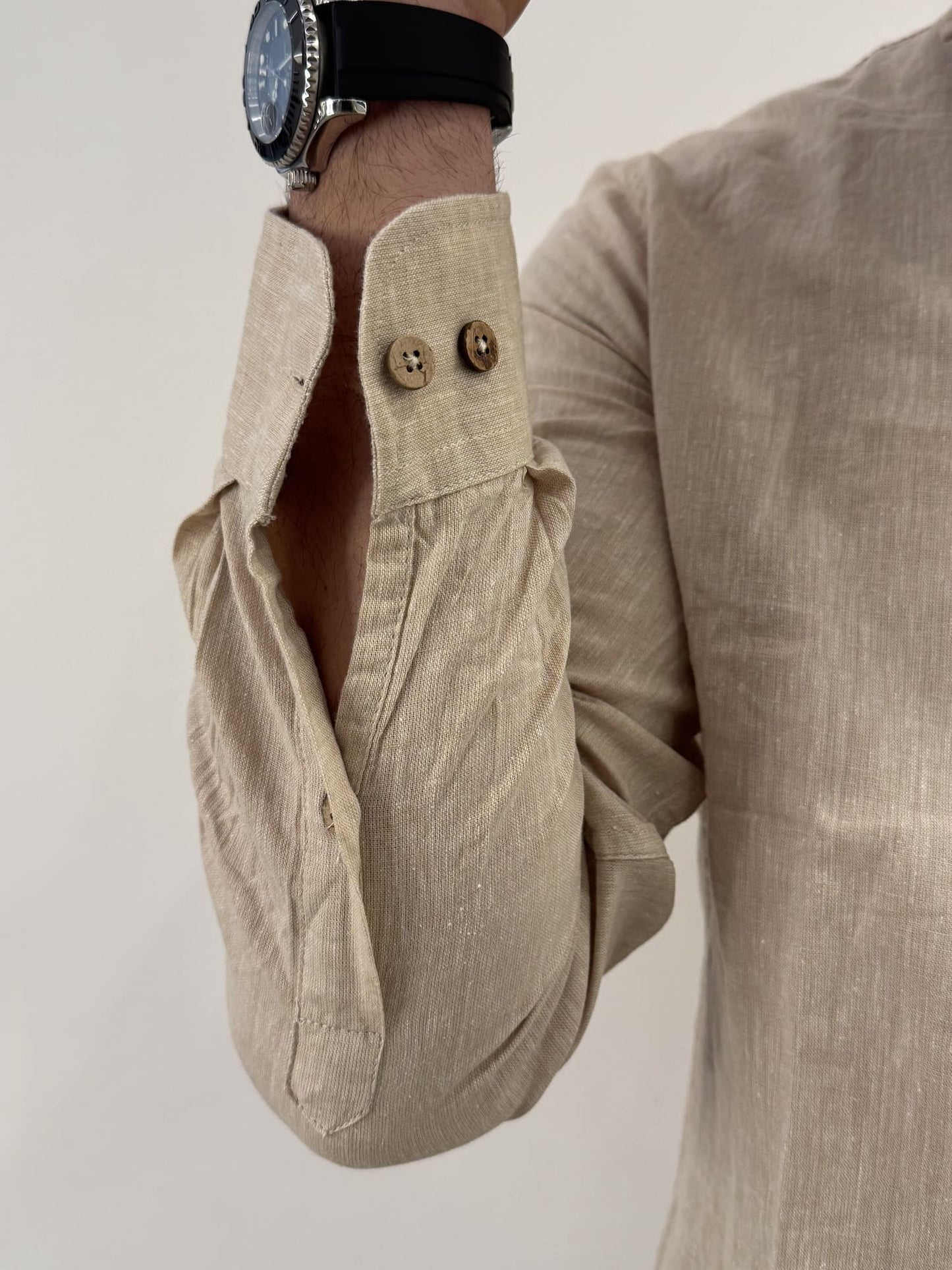 Camicia Hamaki-Ho in misto lino beige