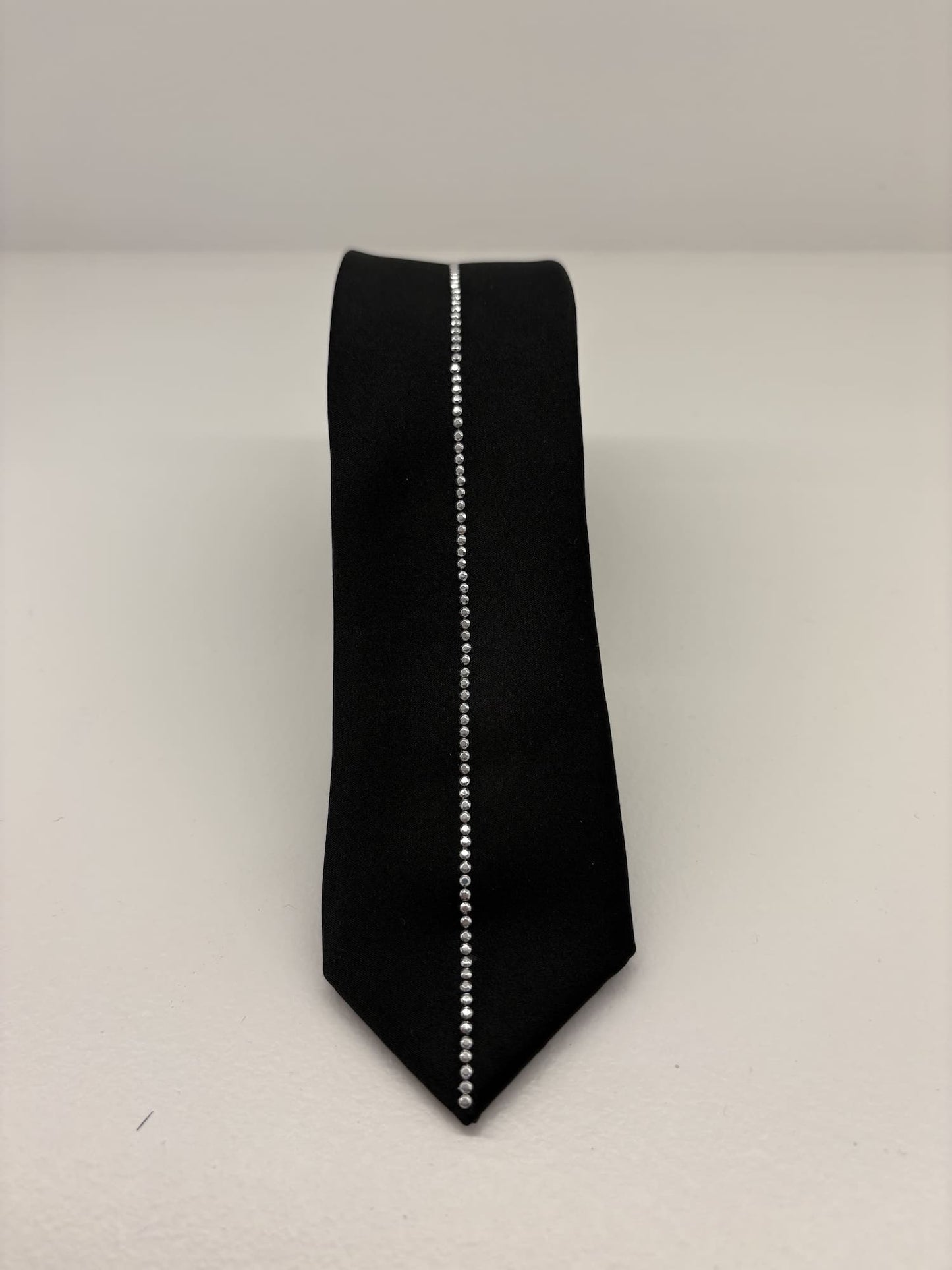 Cravatta luxury stretta nero strass cristal