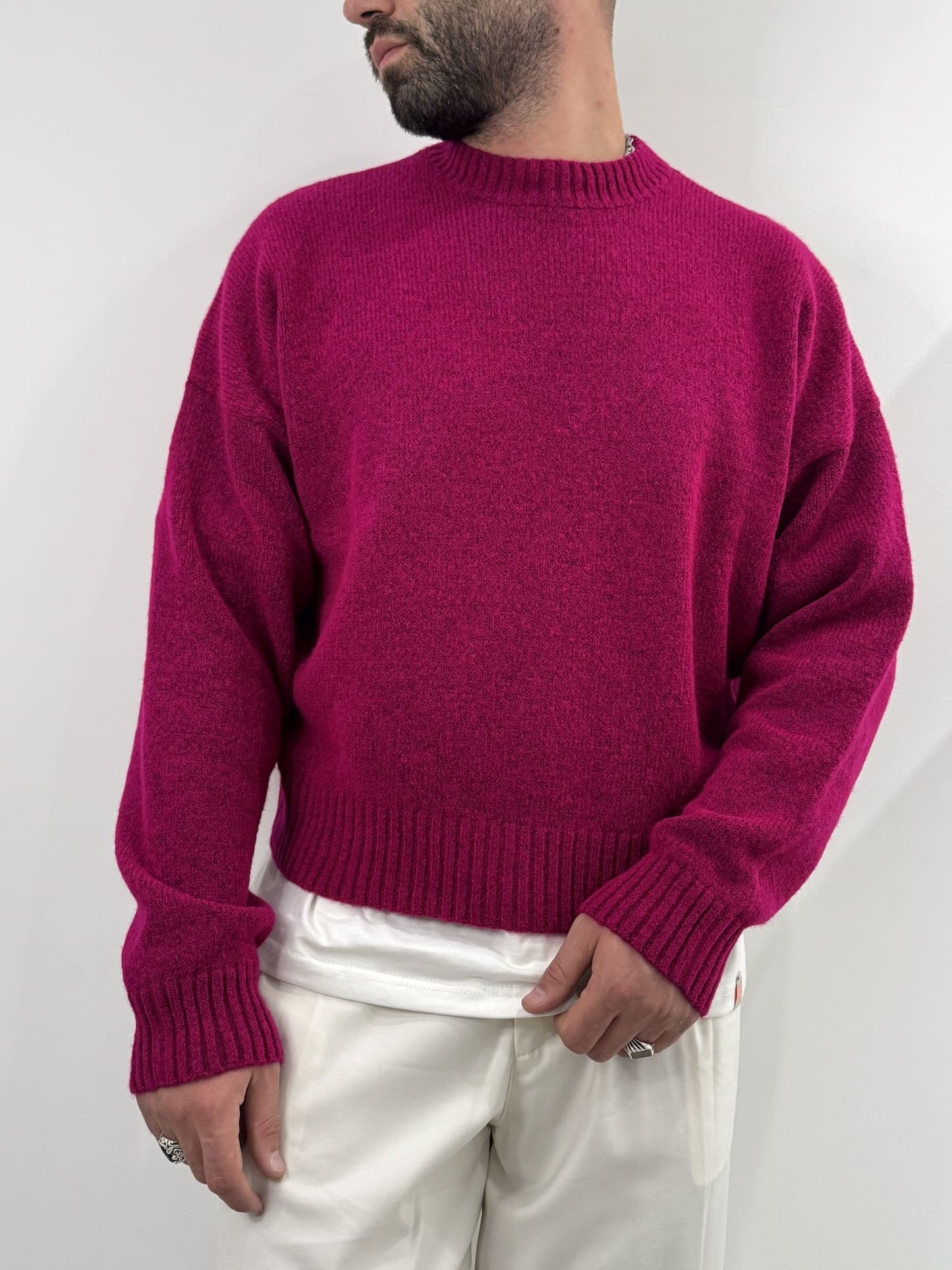Maglione Blacksvnday boxi fit fucsia