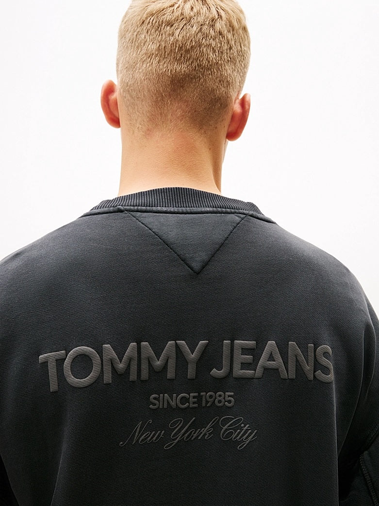 Felpa Classic anni '90 con logo tono su tono Black Tommy Jeans