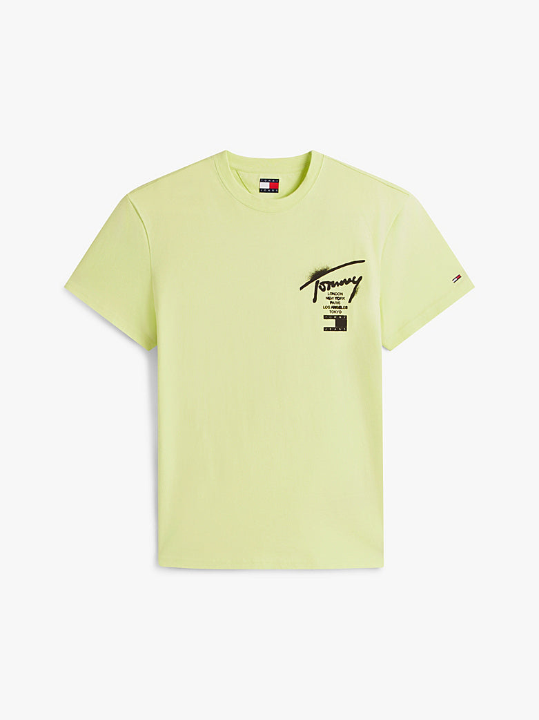 T-shirt Signature con logo sul retro Tommy Jeans Faded Lime