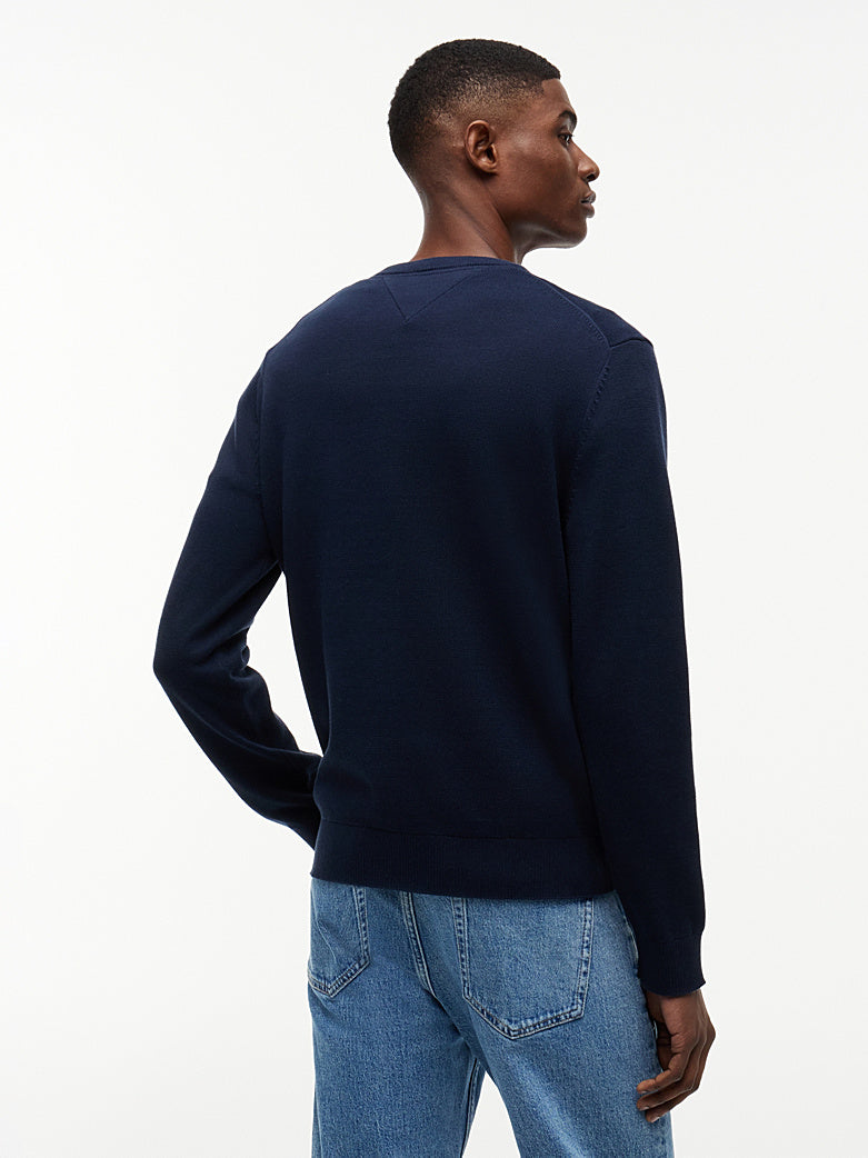 Pullover Tommy jeans Flag slim fit leggero blu