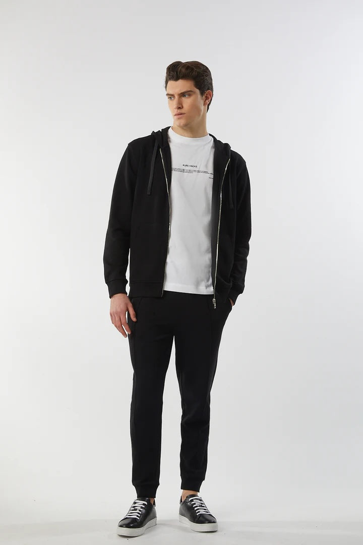 Felpa zip con cappuccio basic