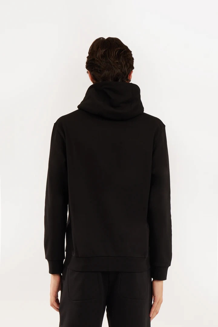 Felpa con cappuccio con stampa a contrasto Sorbino nero