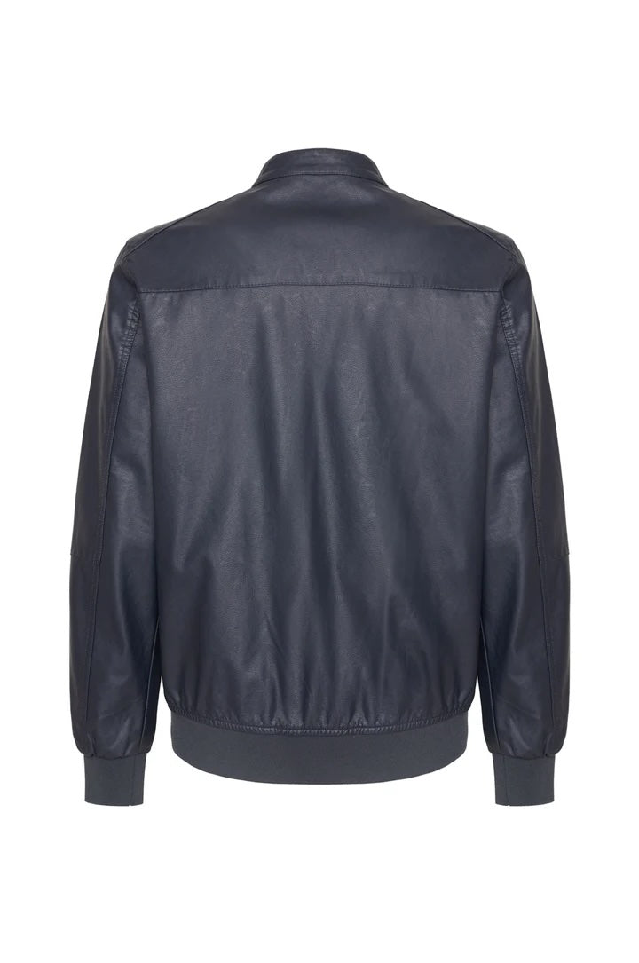 Giubbotto bomber effetto pelle Sorbino blu navy