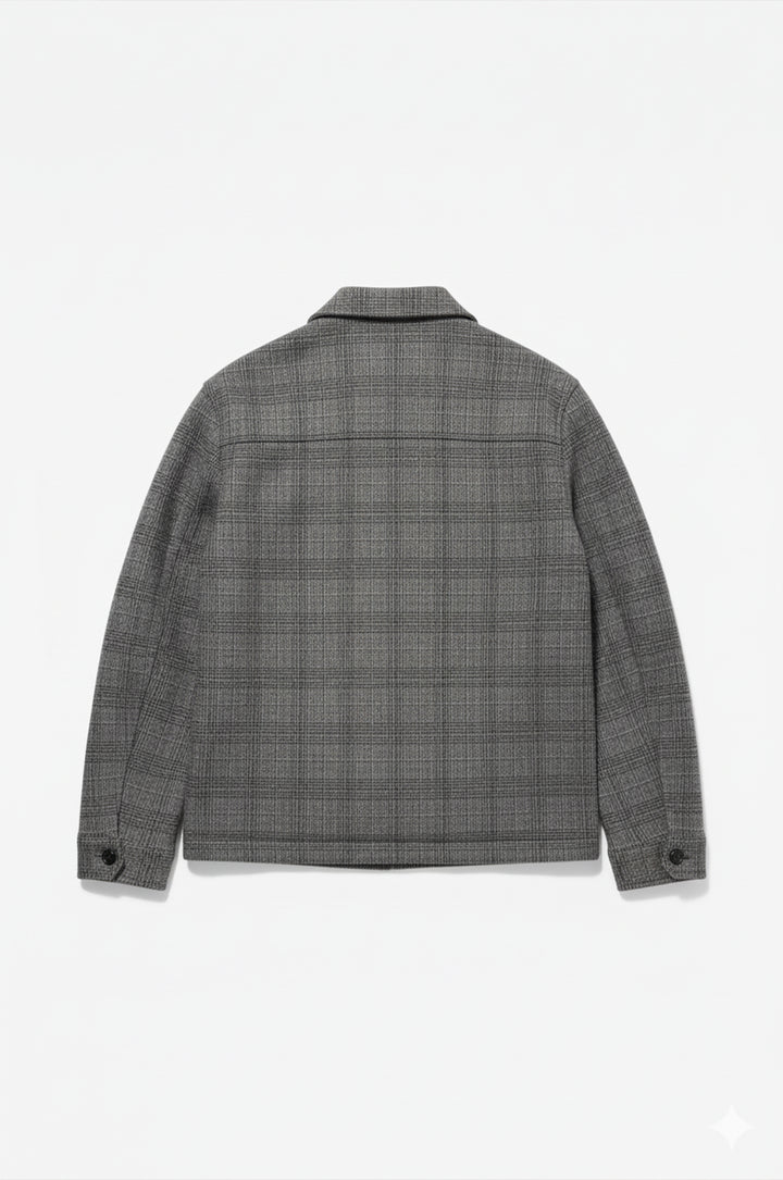 Giacca camicia misto lana a quadri Sorbino grigia