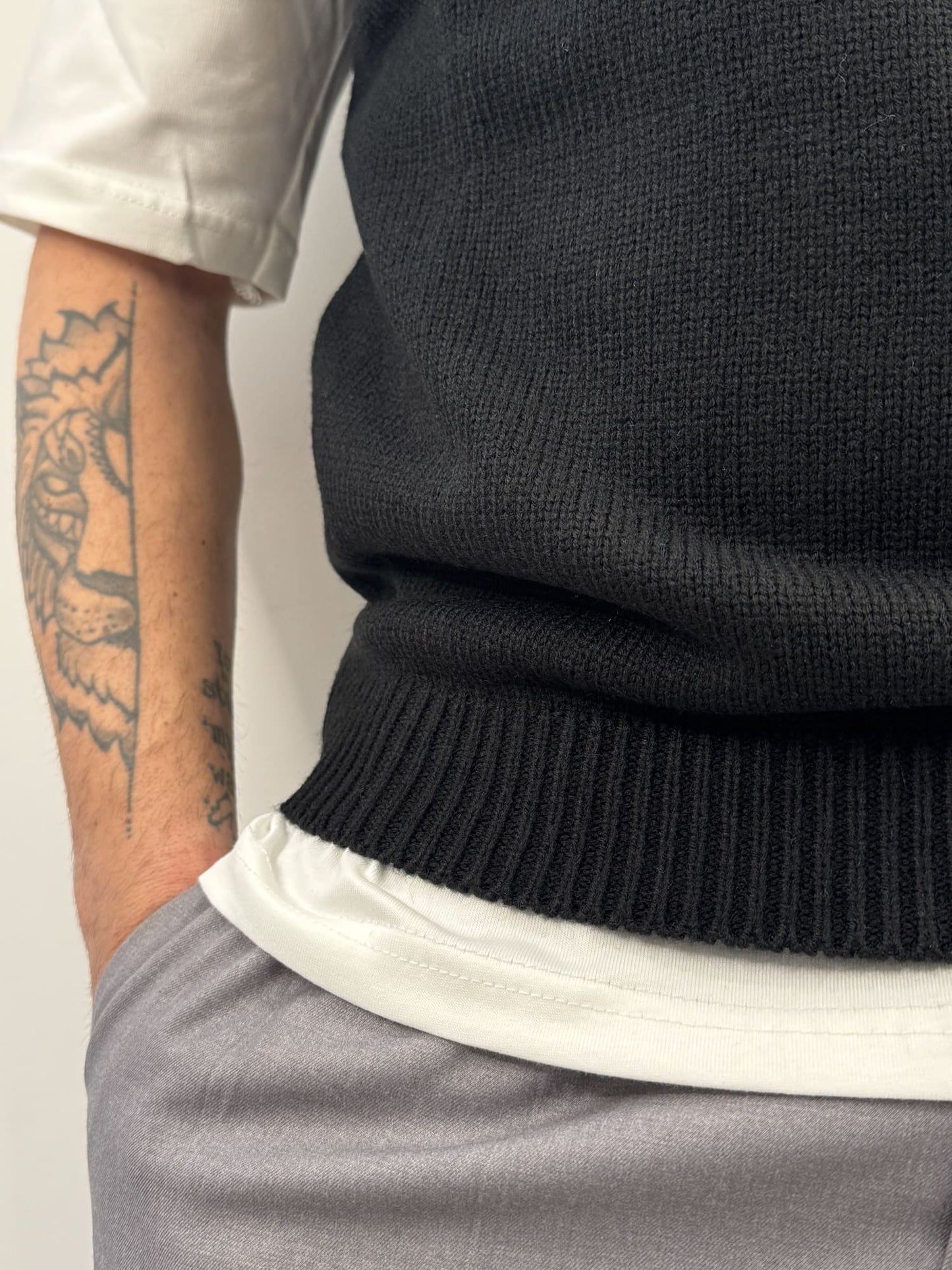 Gilet Gianni Lupo in misto lana nero