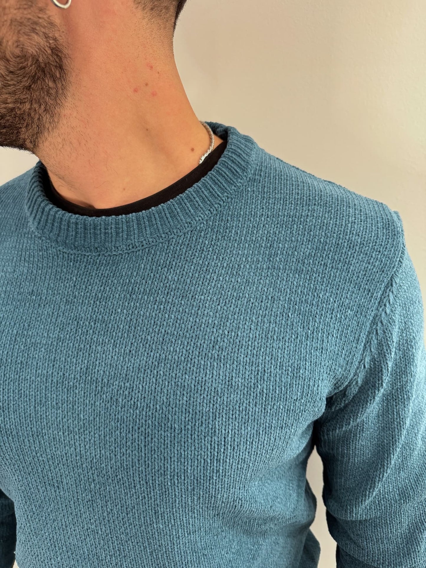 Maglione girocollo in ciniglia Pavone