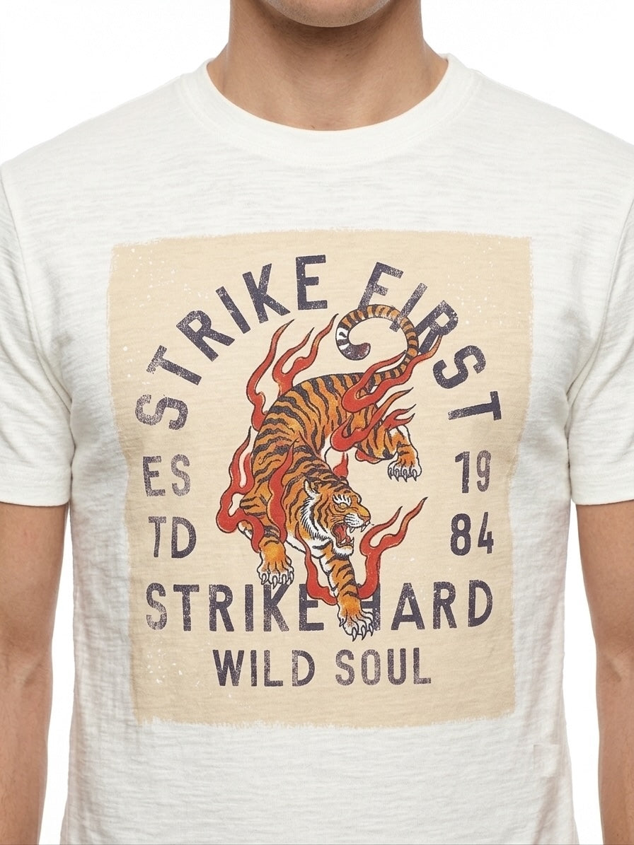 T-shirt in cotone con stampa bianca