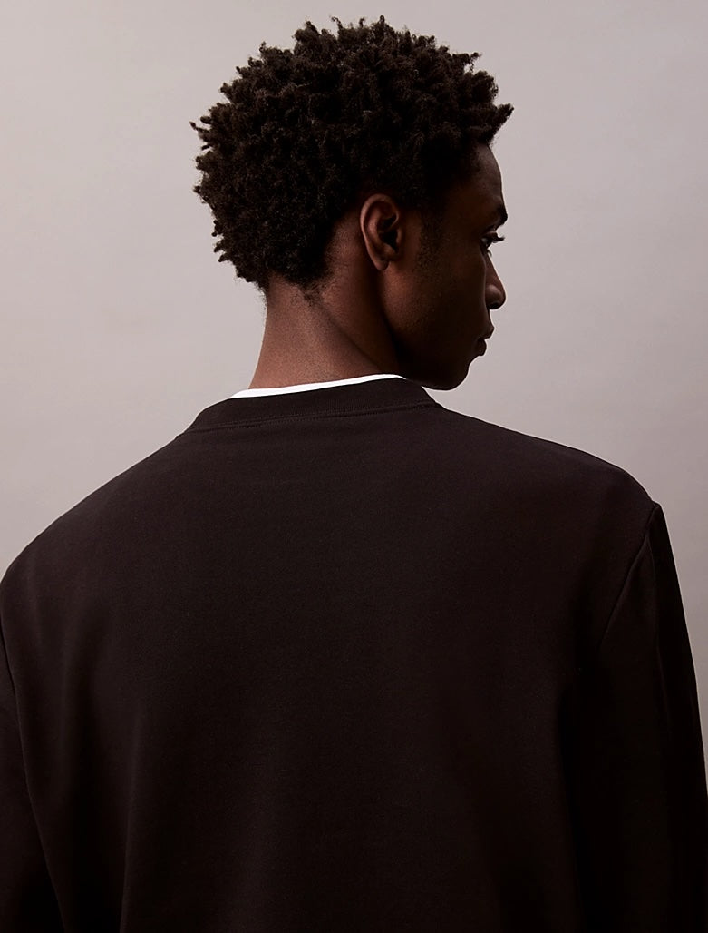 Felpa in spugna di cotone con badge Calvin Klein