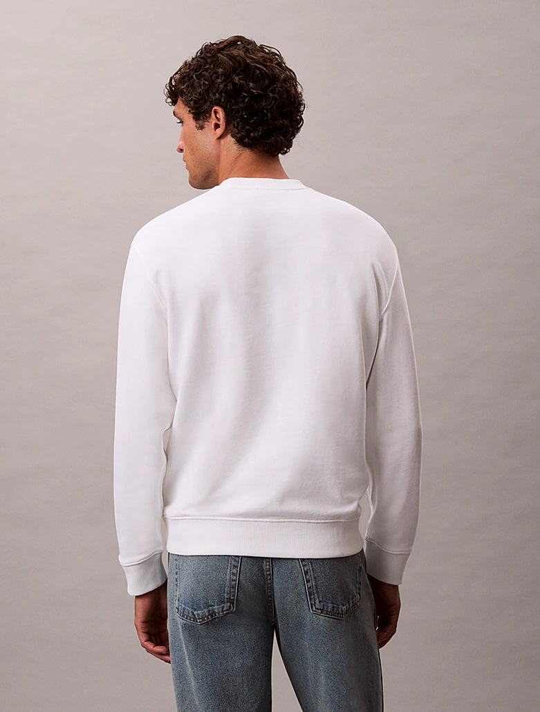 Felpa in spugna di cotone con badge Calvin Klein