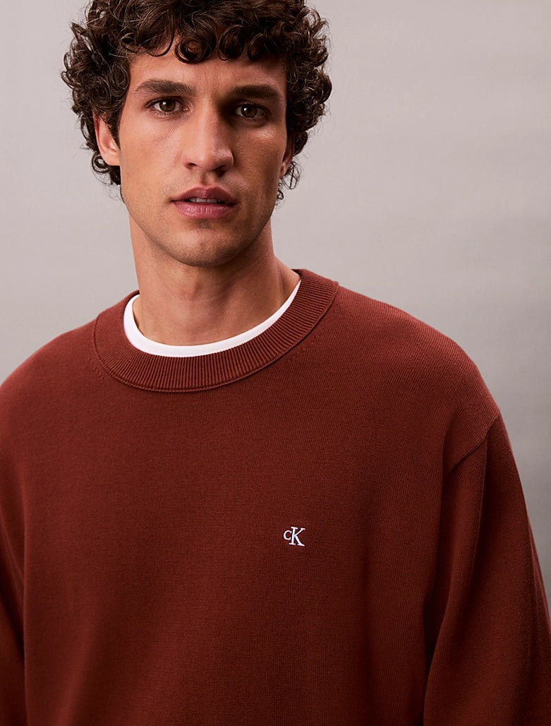 Maglione con monogramma in cotone taglio relaxed Calvin Klein