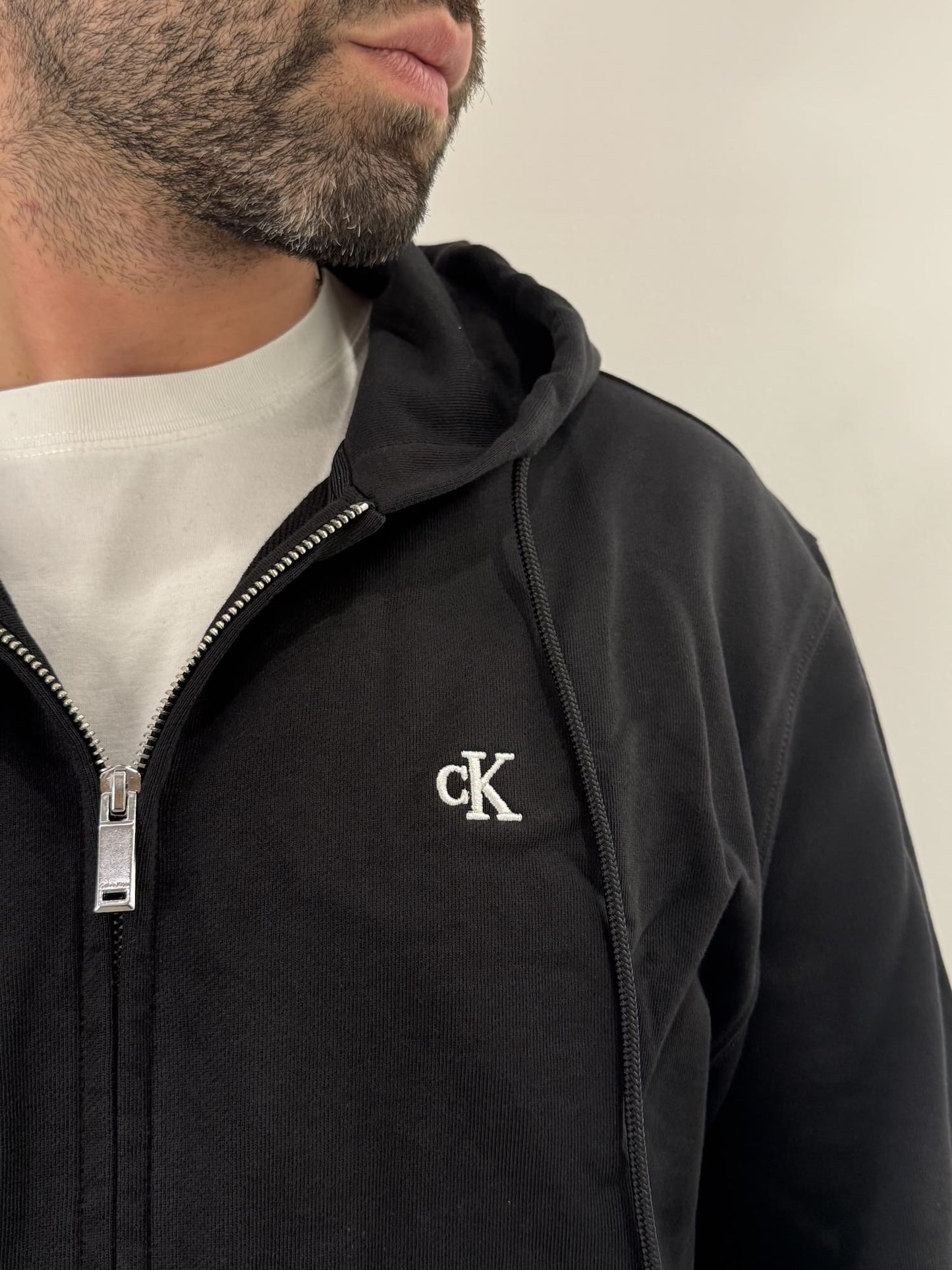 Felpa Calvin Klein con zip e cappuccio Black