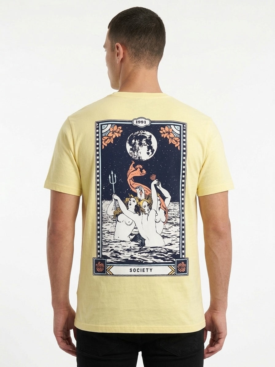 T-shirt girocollo in cotone stampata Giallo