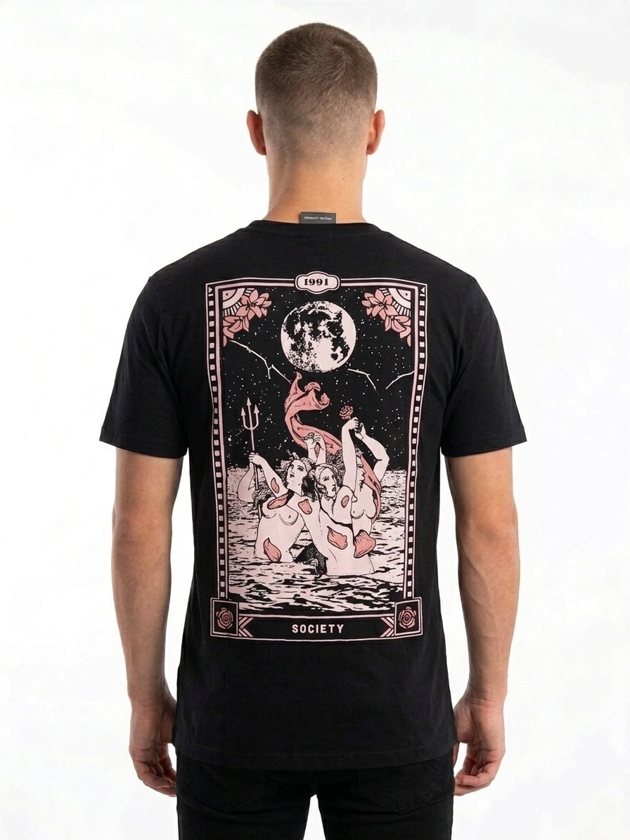 T-shirt girocollo in cotone stampata nero