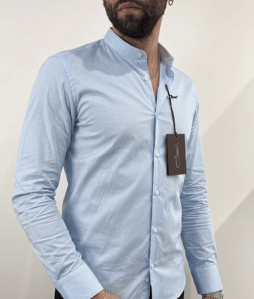 Camicia Matera in cotone elasticizzato collo coreano