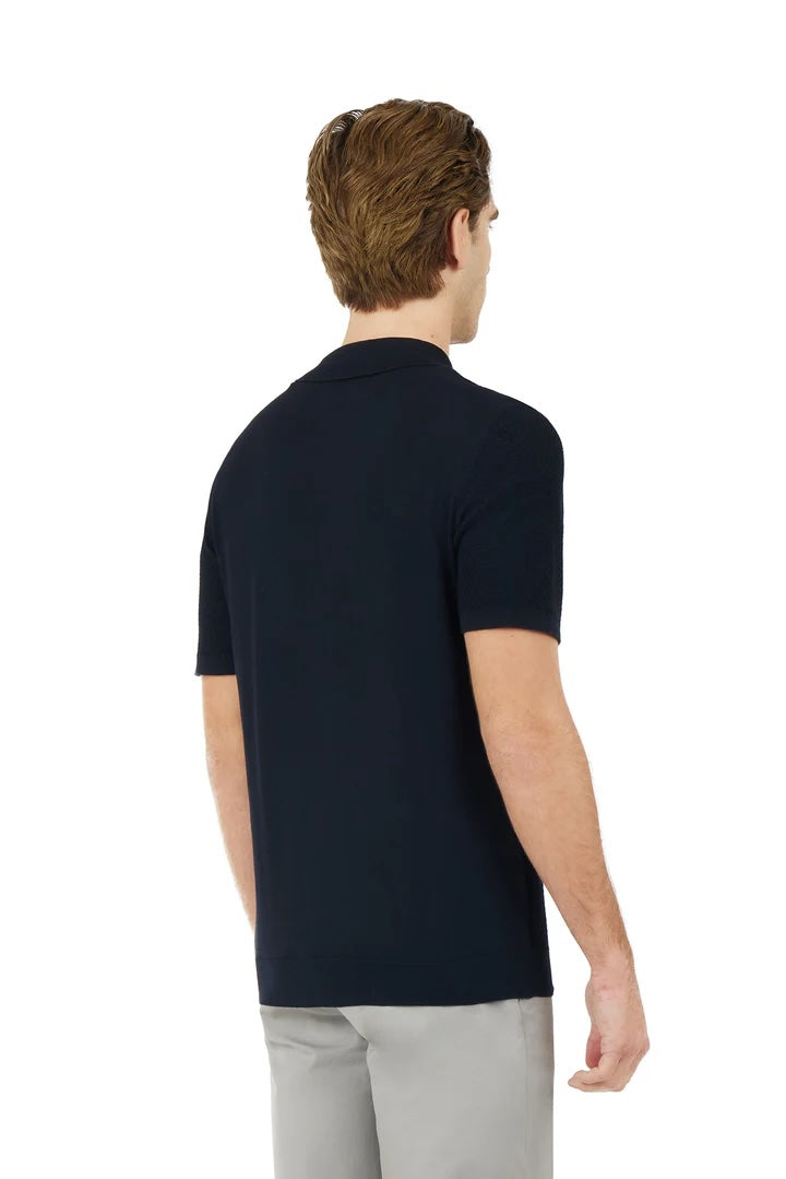 Polo in maglia con trama Sorbino blu navy