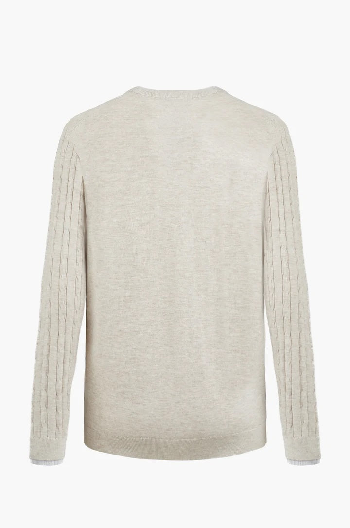 Pullover con trama intrecciata misto lana Sorbino beige