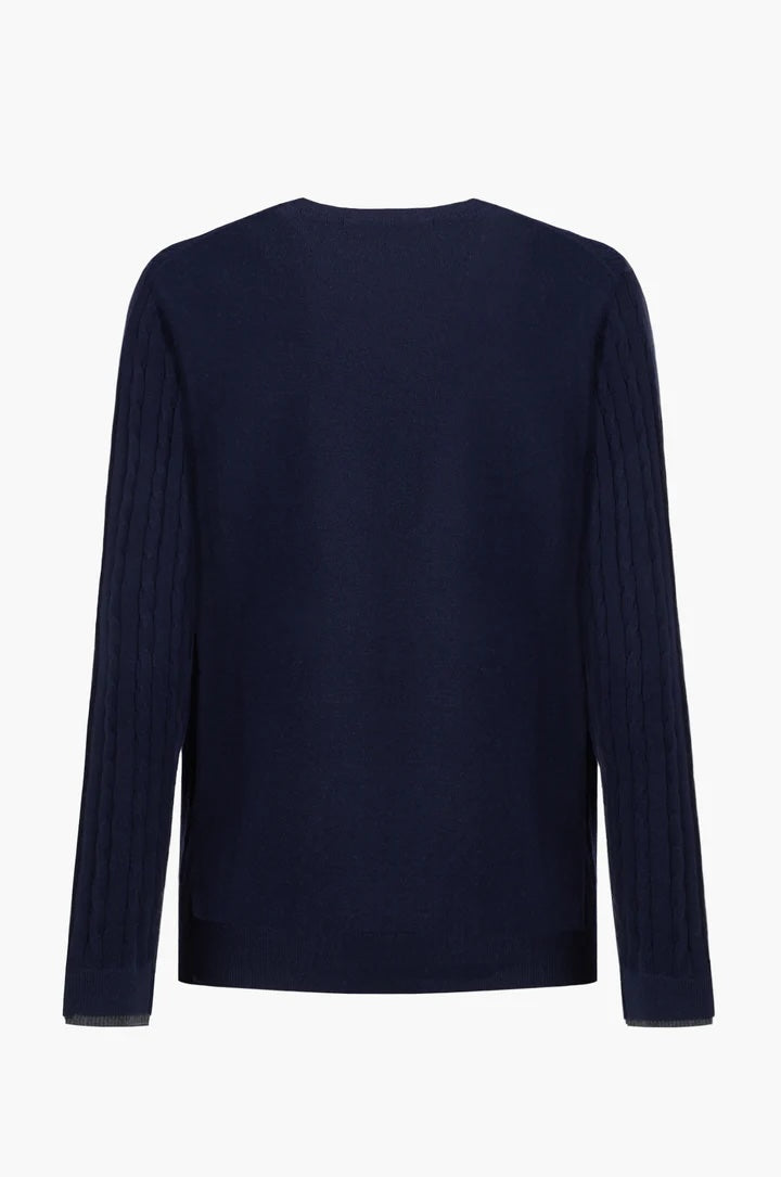 Pullover con trama intrecciata misto lana Sorbino blu