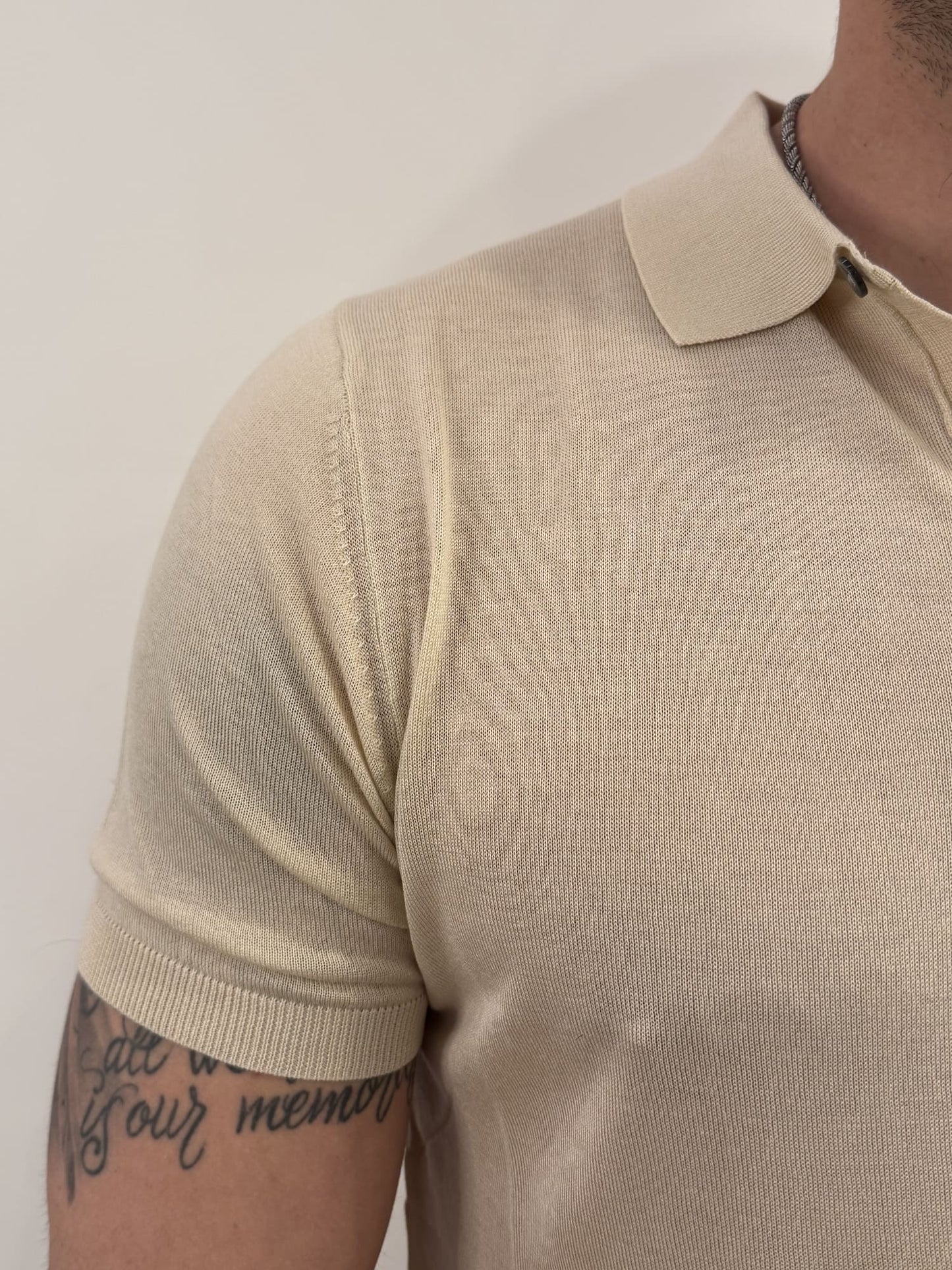 Polo Out/Fit in misto seta sabbia