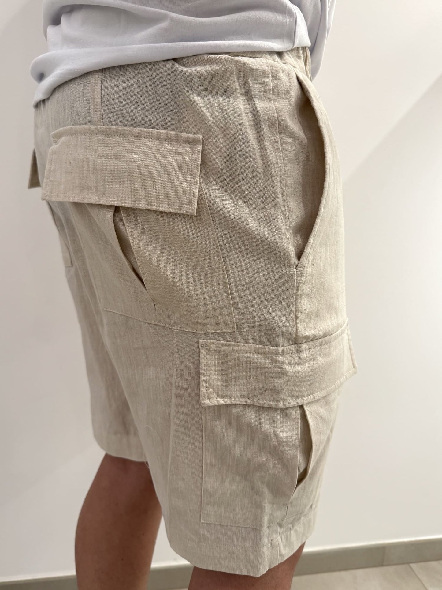 Bermuda con laccetto in misto lino