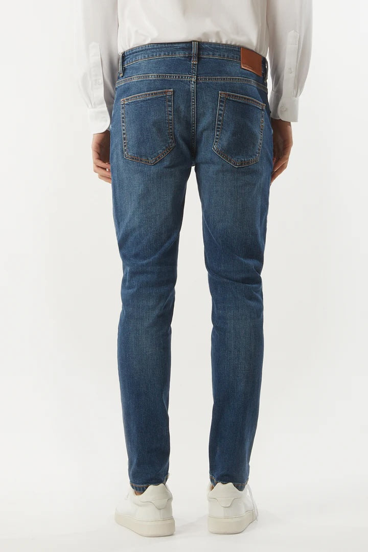 Jeans 5 tasche slim fit lavaggio blu medio