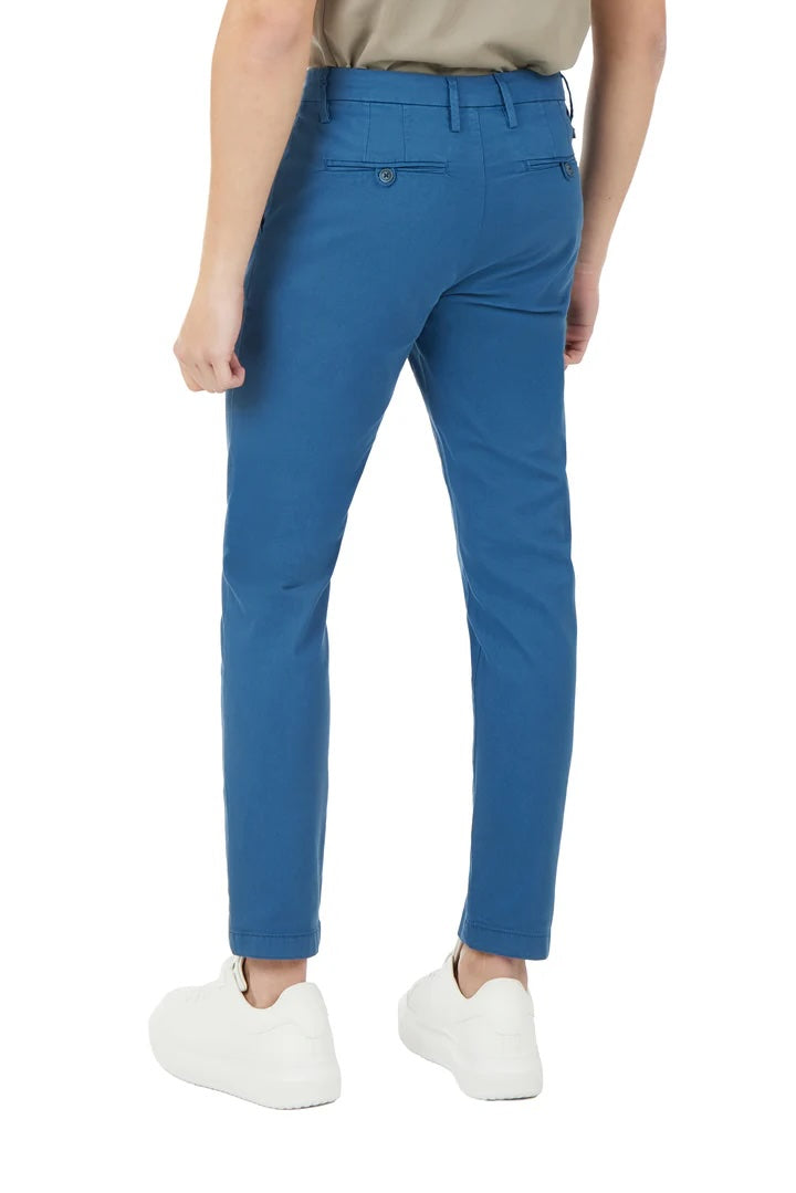 Pantaloni chinos slim fit dobby tinto filo Sorbino indaco
