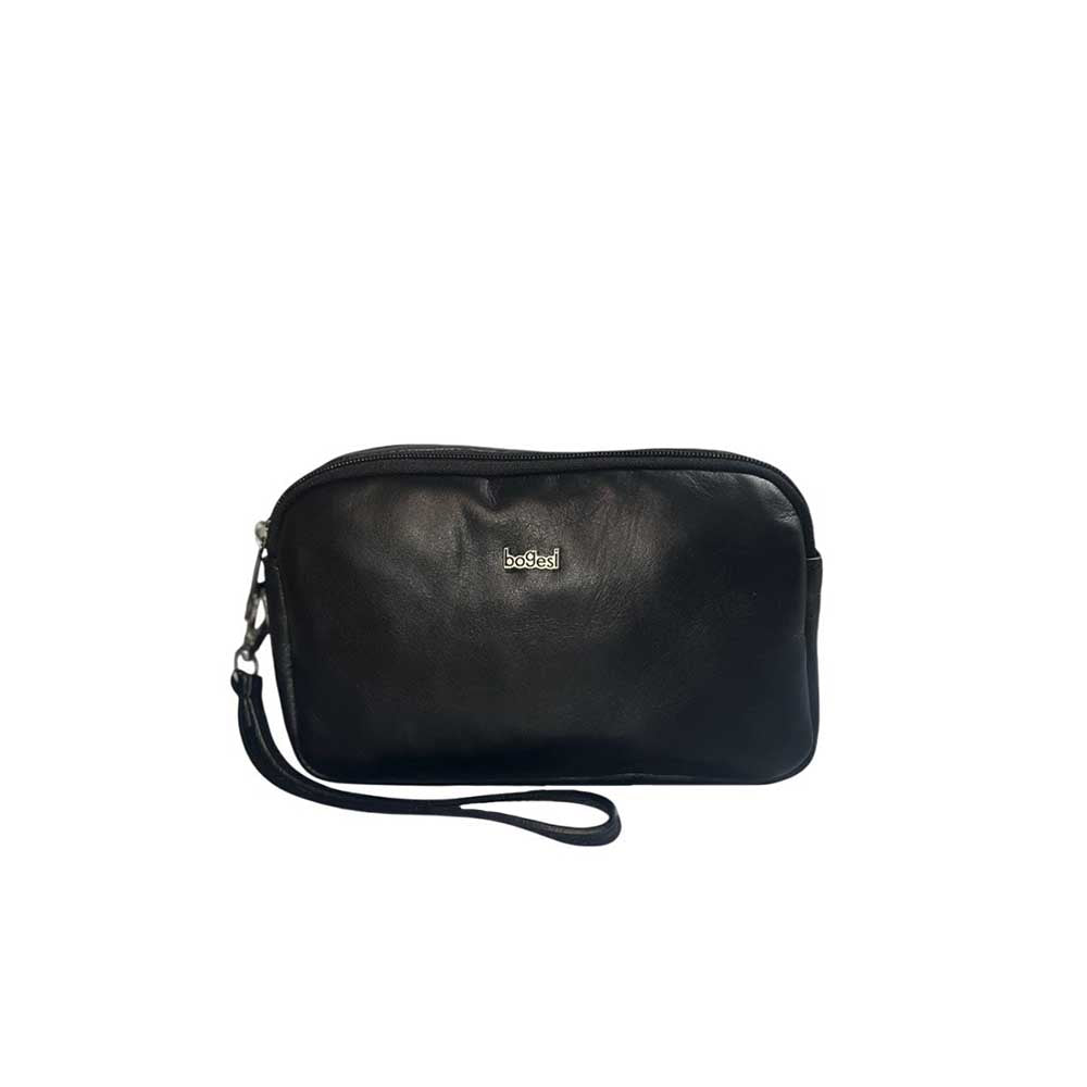 Borsello uomo con doppia zip in pelle