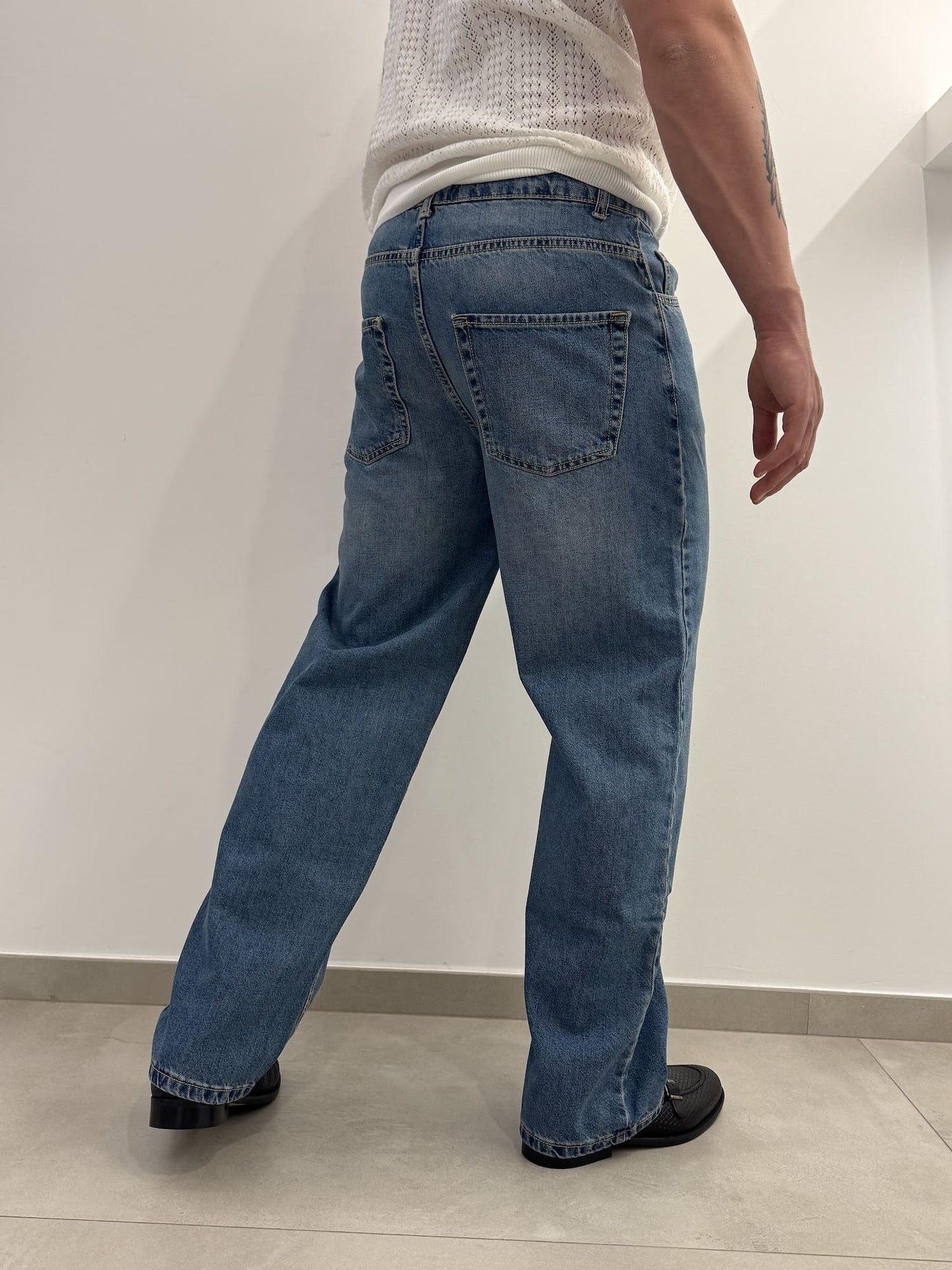Jeans scuro slavato baggy