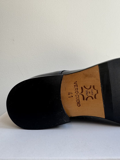 DIVAR Scarpa Stringata Elegante in Vera Pelle Blu
