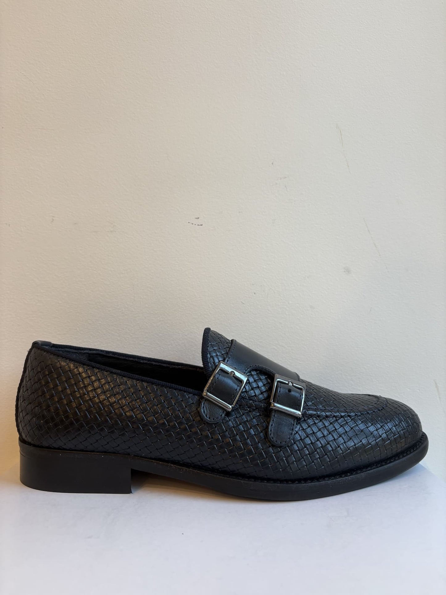 Mocassino in pelle intrecciata doppia fibbia