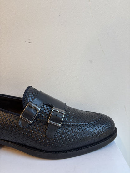 Mocassino in pelle intrecciata doppia fibbia
