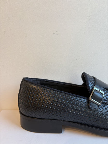 Mocassino in pelle intrecciata doppia fibbia