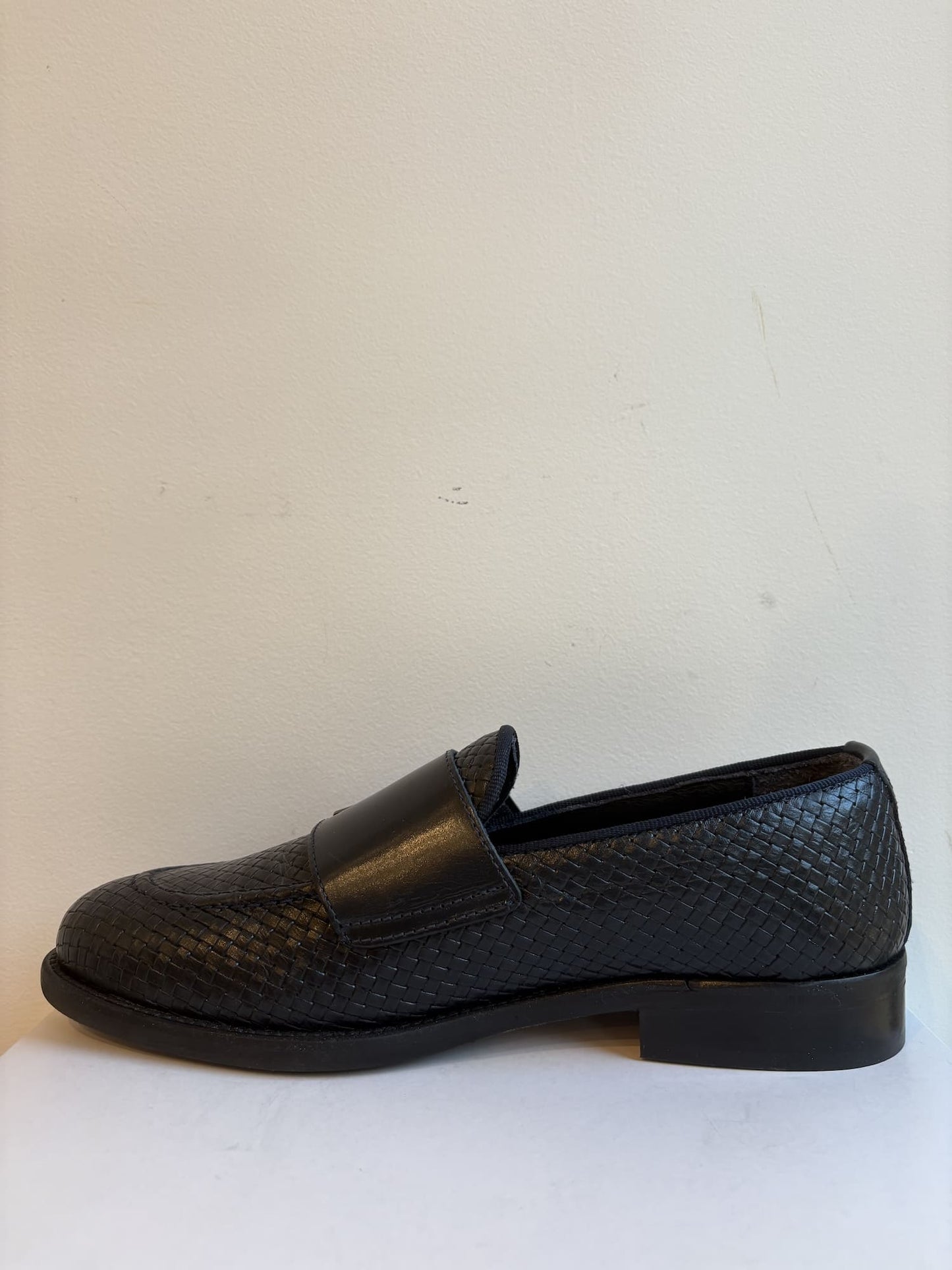 Mocassino in pelle intrecciata doppia fibbia