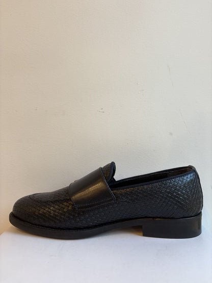 Mocassino in pelle intrecciata doppia fibbia