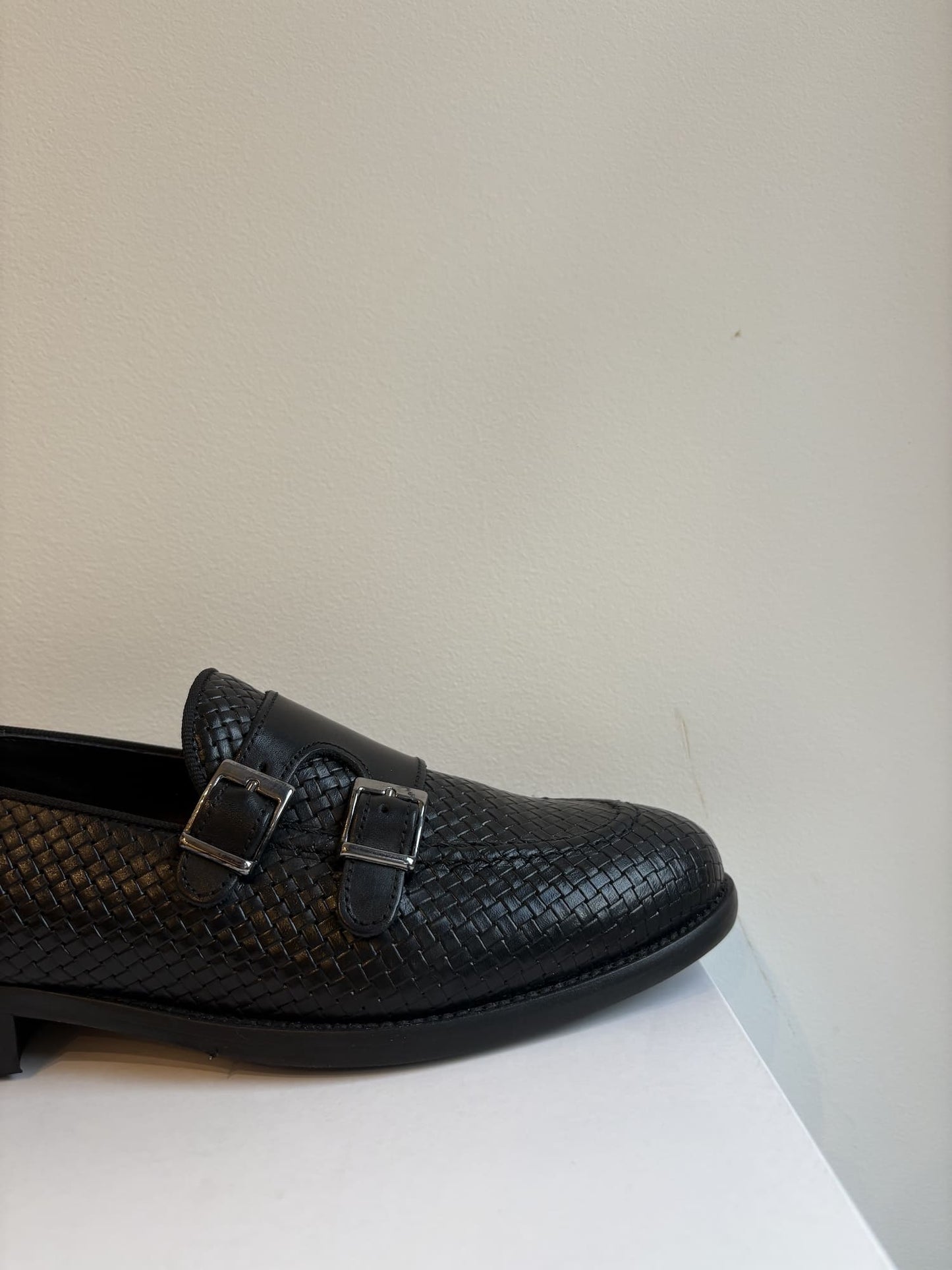Mocassino in pelle intrecciata doppia fibbia