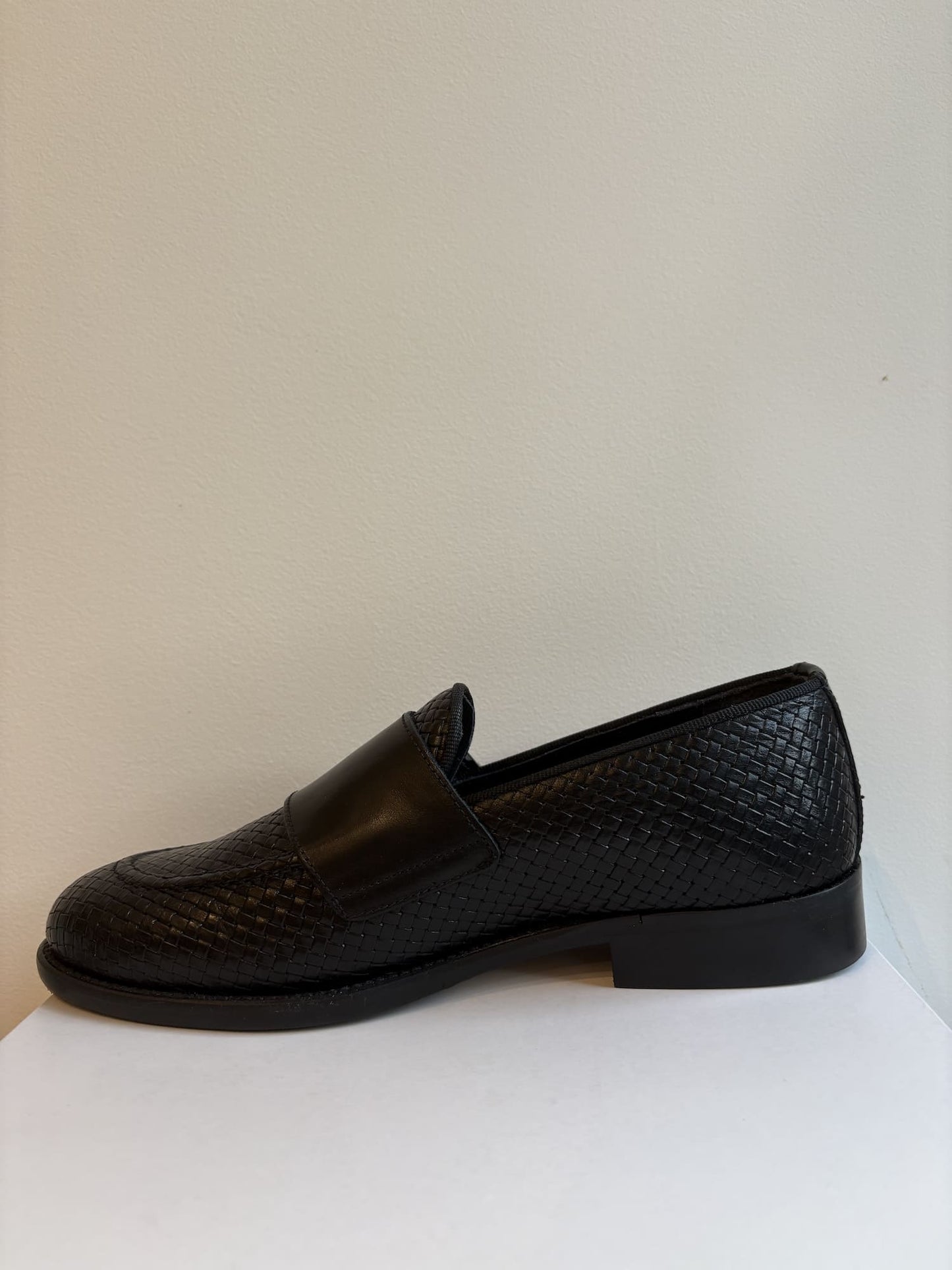 Mocassino in pelle intrecciata doppia fibbia