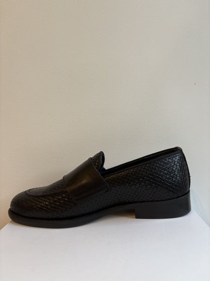 Mocassino in pelle intrecciata doppia fibbia
