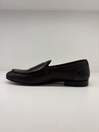 Mocassino in pelle intrecciata doppia fibbia testa moro