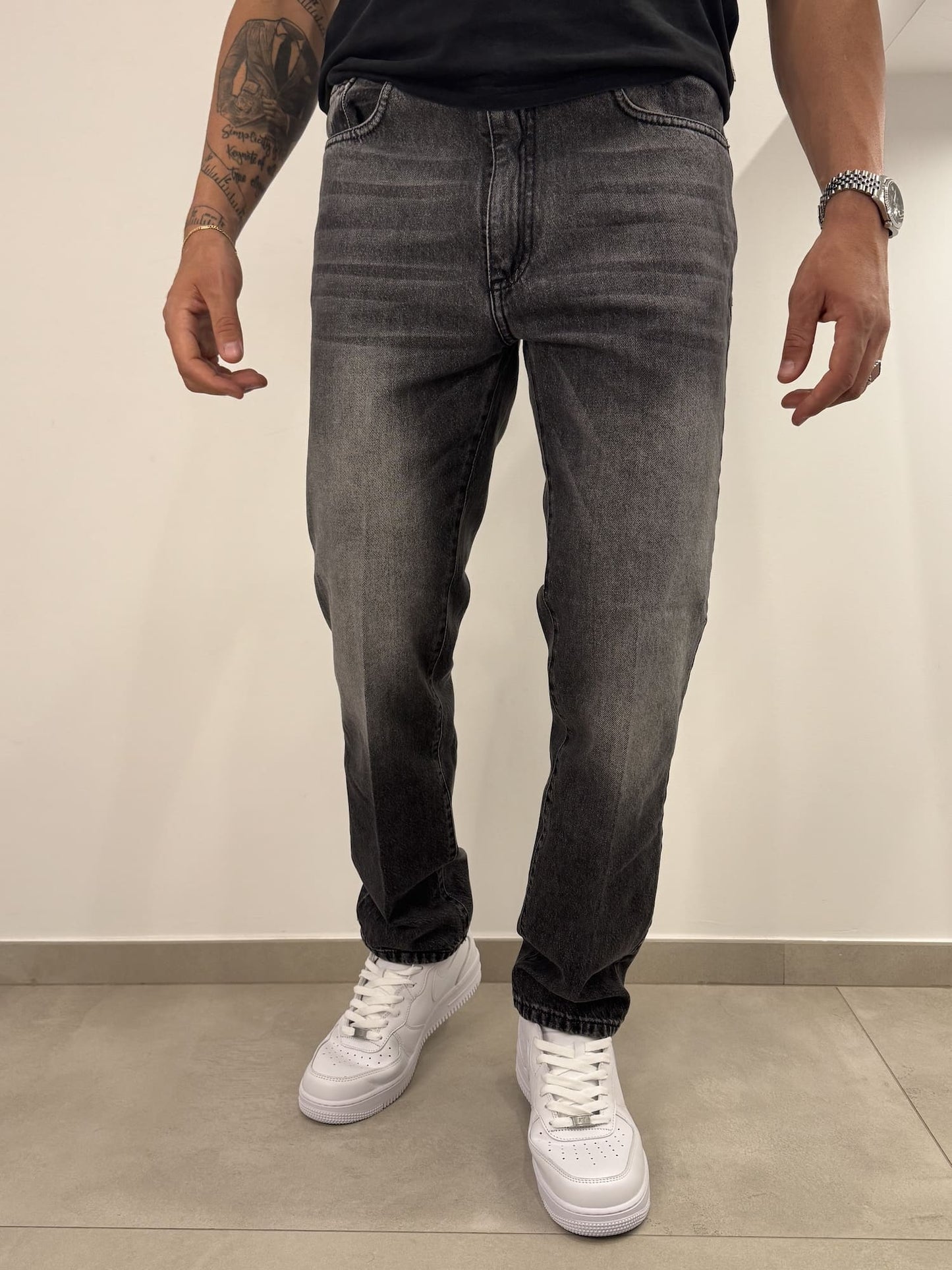 Jeans uomo straight fit nero