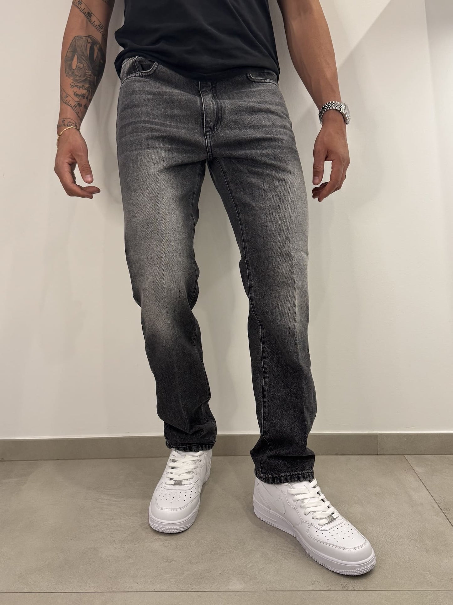 Jeans uomo straight fit nero