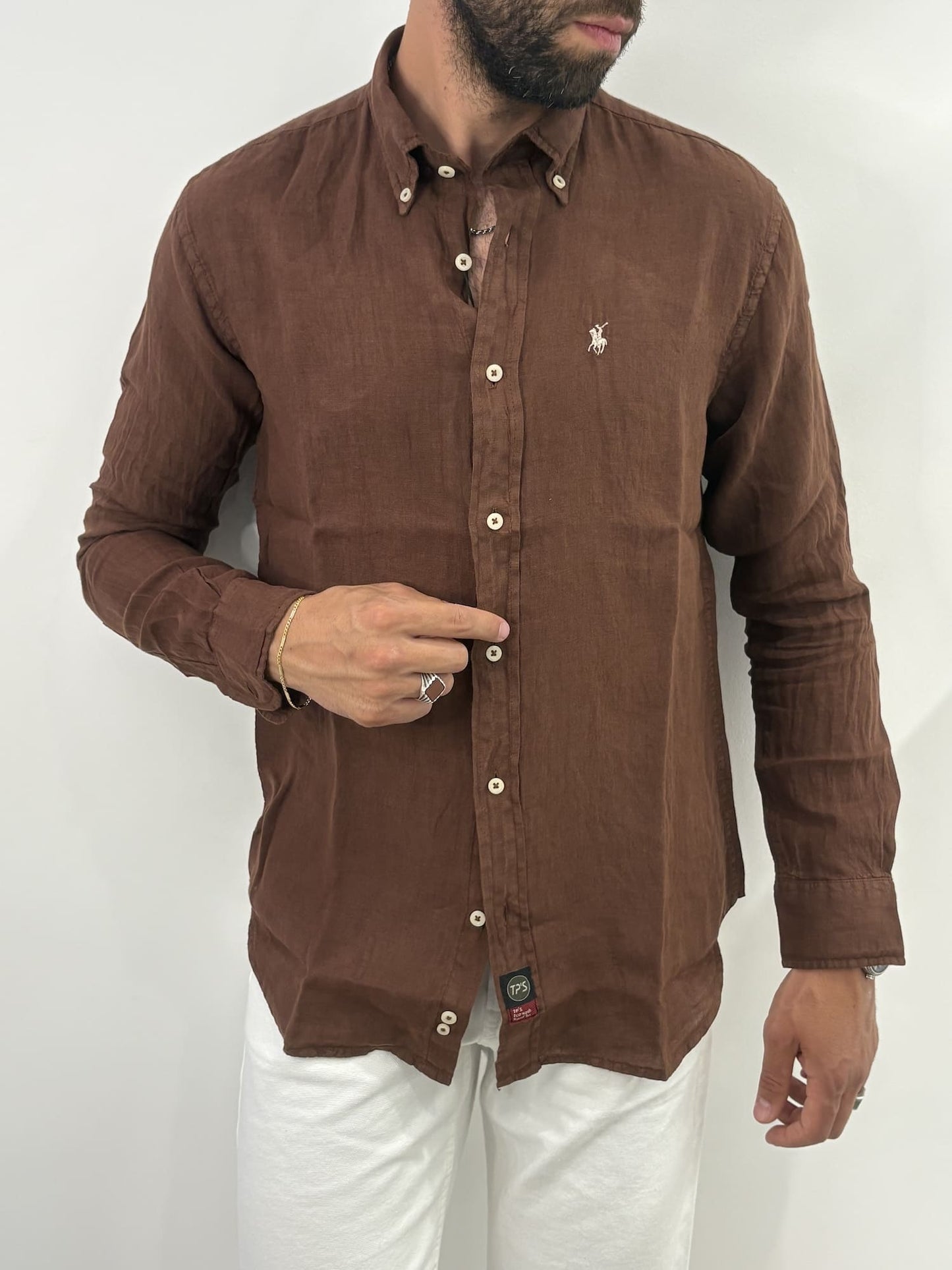Camicia in Lino Brown
