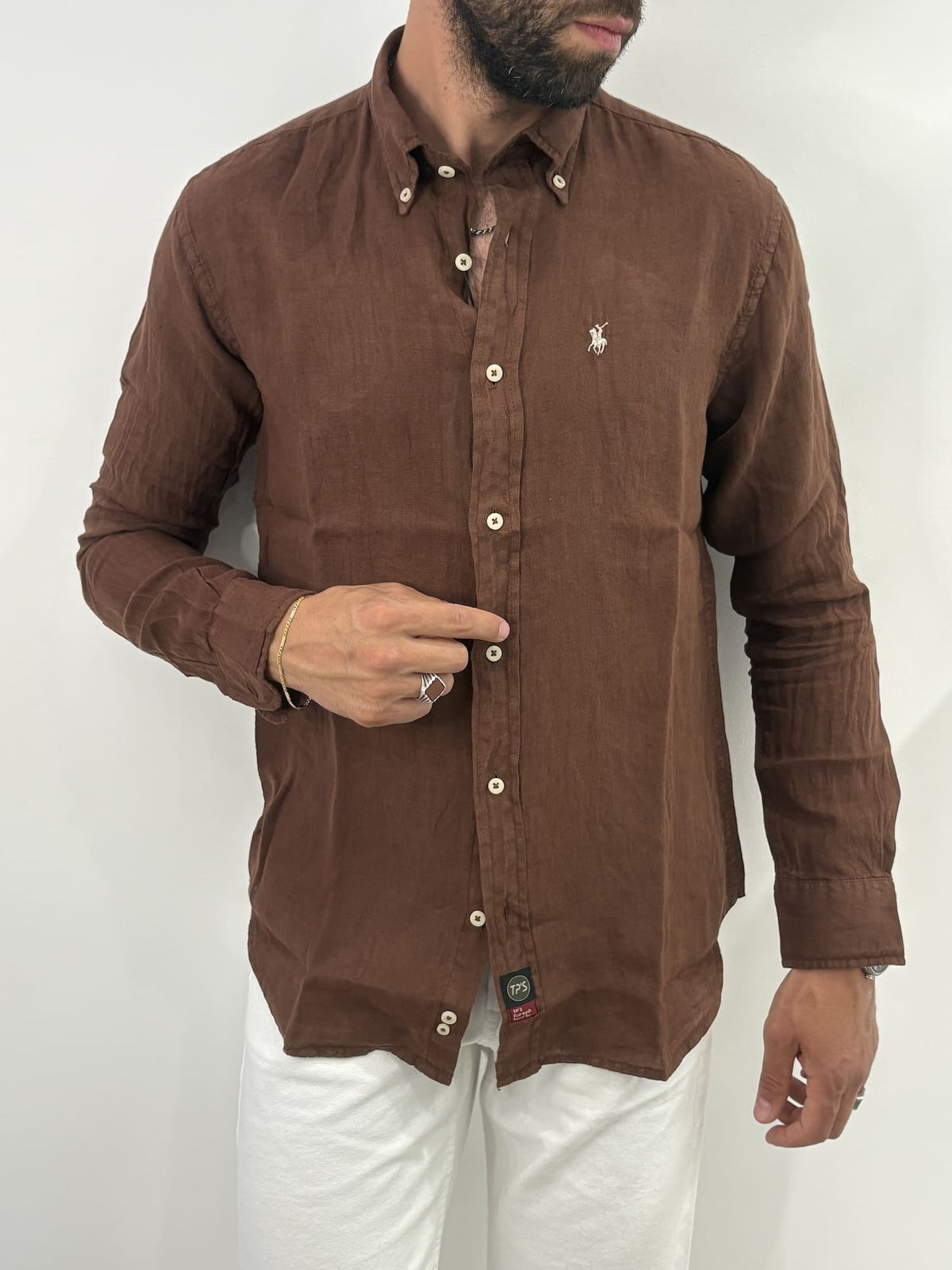 Camicia in Lino Brown