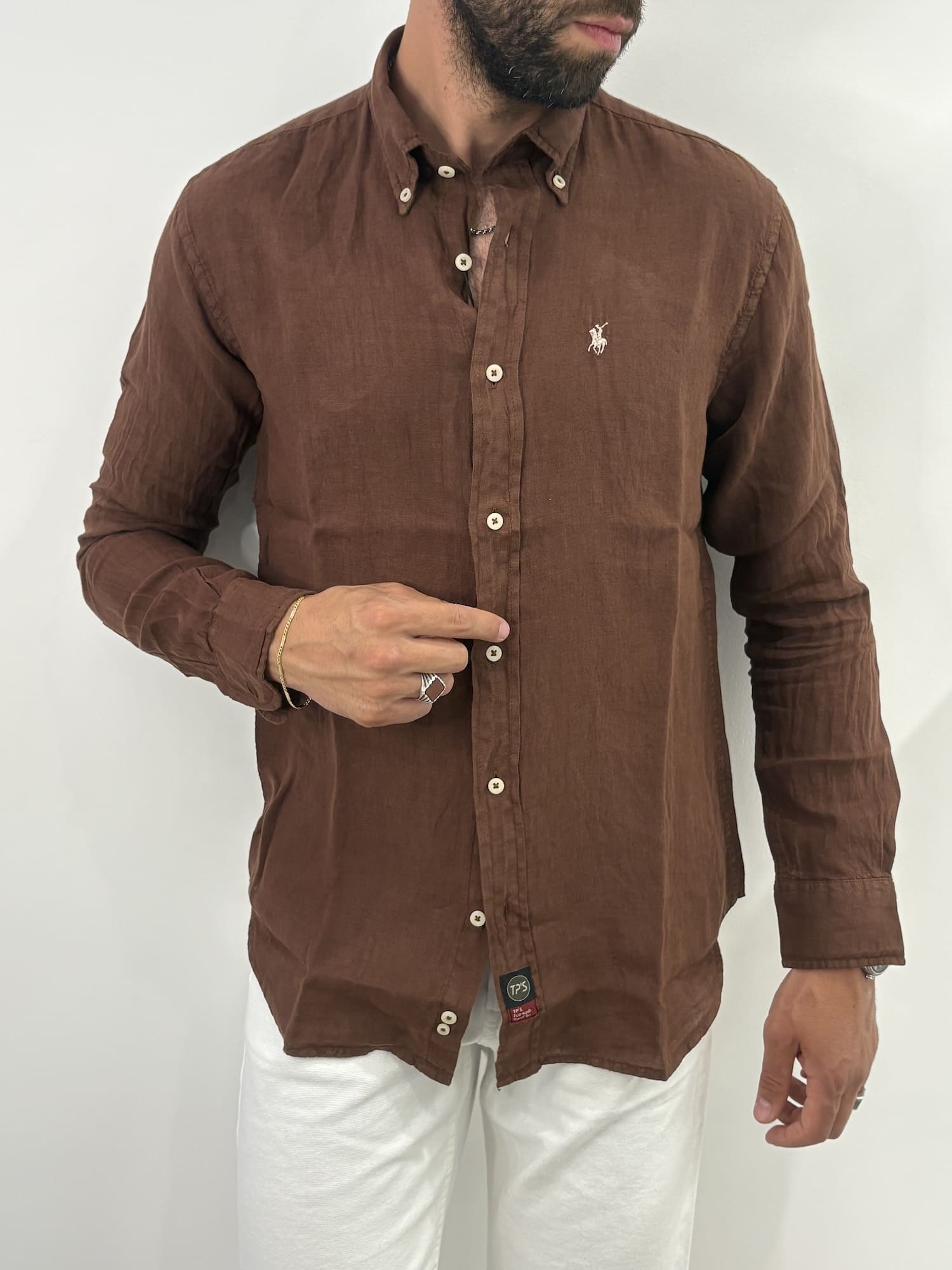 Camicia in Lino Brown