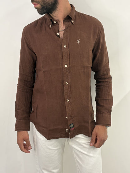 Camicia in Lino Brown