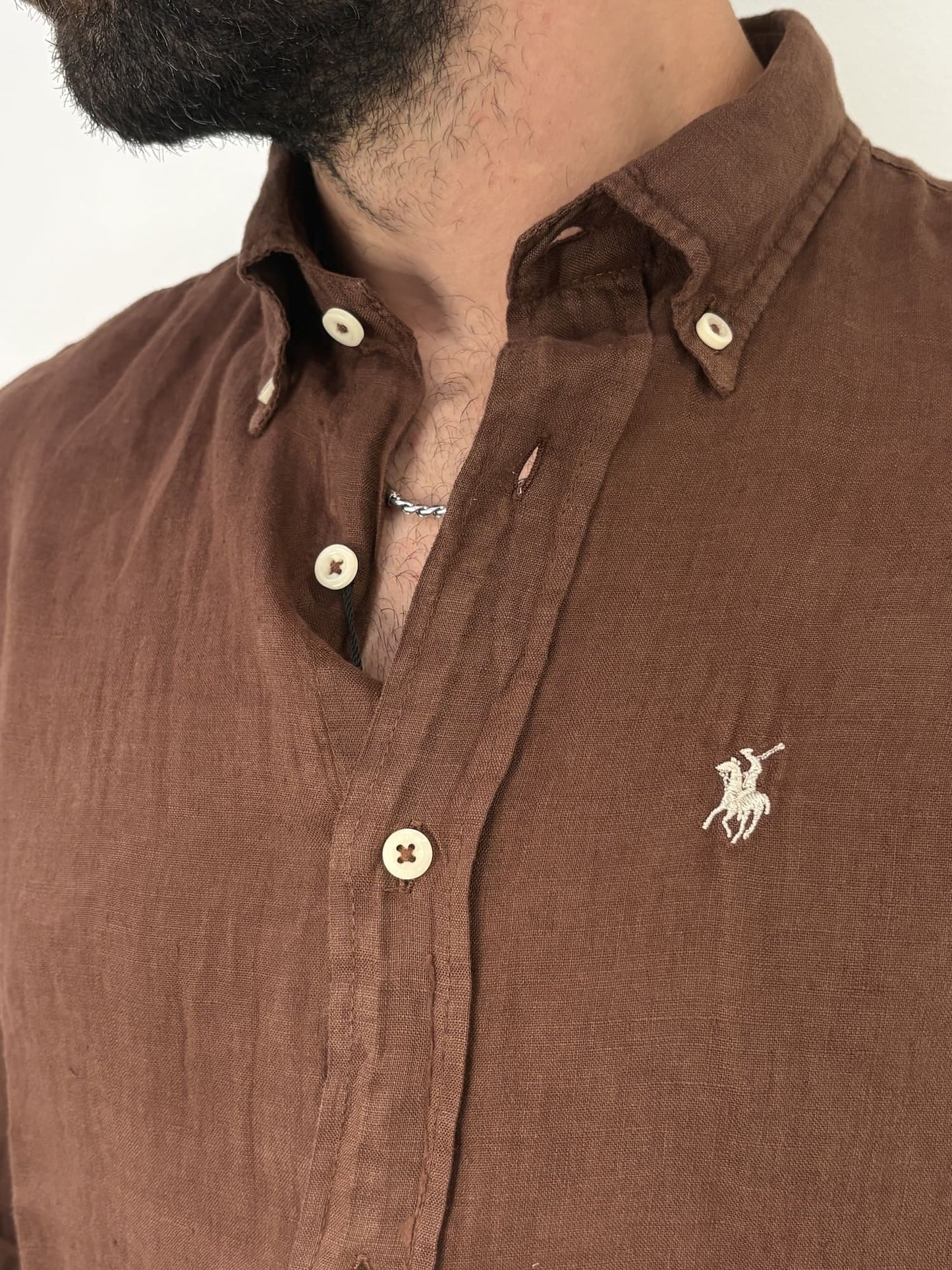 Camicia in Lino Brown