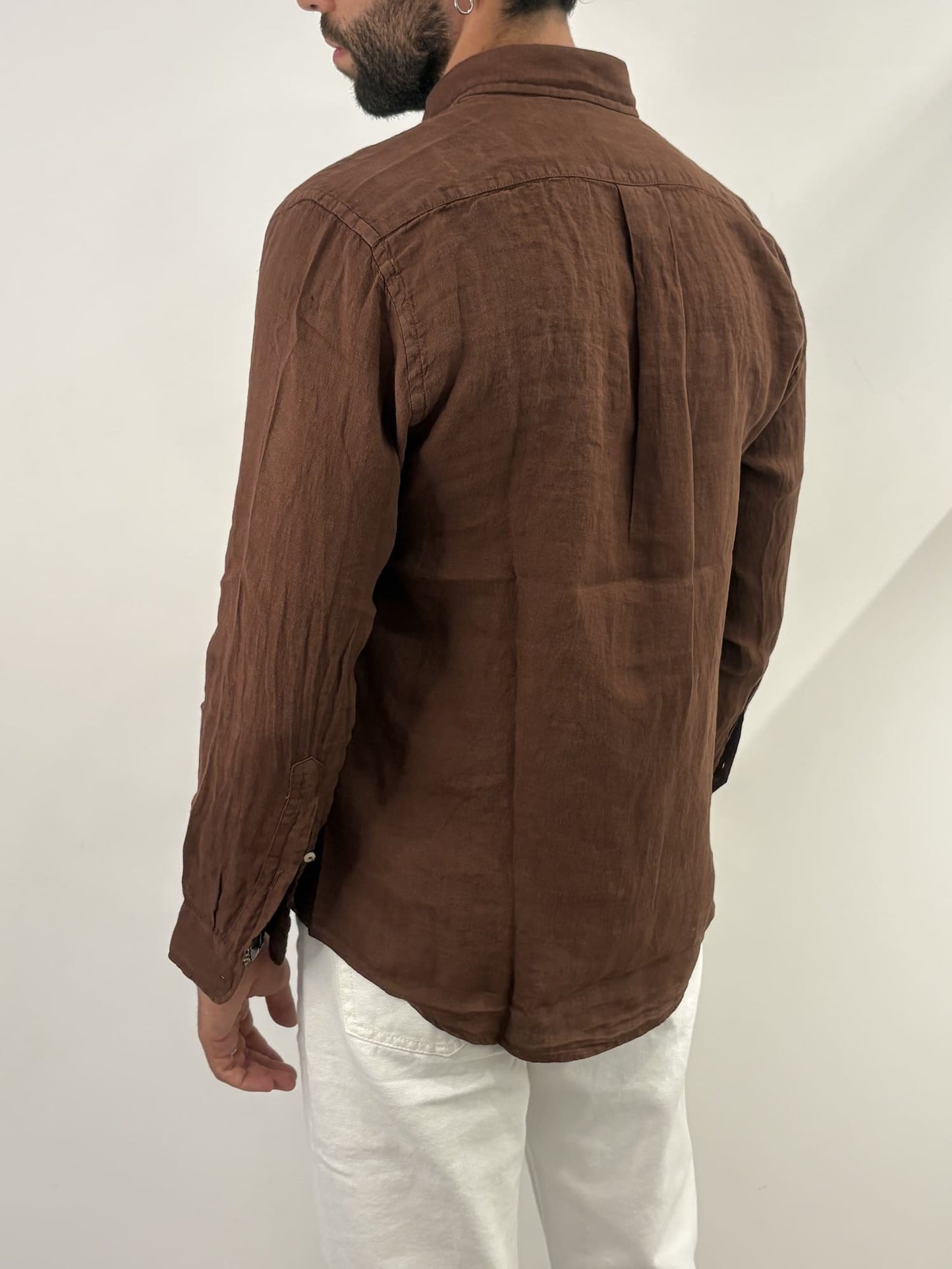 Camicia in Lino Brown